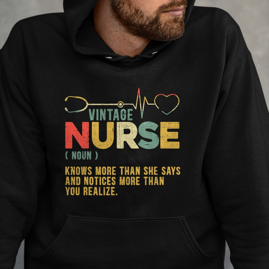 Funny Nurse Shirt, Nurse Unisex T-Shirt/Hoodie/Sweatshirt HLT00 - Vintage Nurse Definition Hospital Medical Registered Nursing T-Shirt
