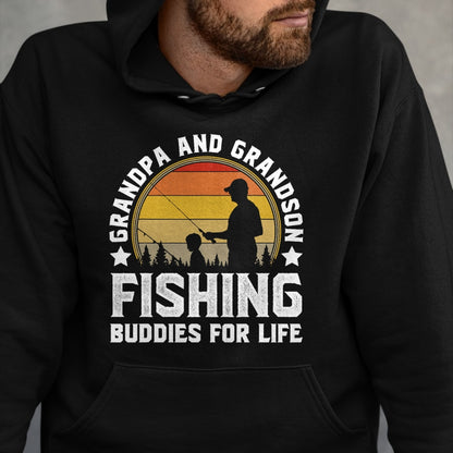 Best Grandpa Shirt, Proud Grandpa Unisex T-Shirt/Hoodie/Sweatshirt HLT00 - Grandpa and Grandson Fishing Buddies for Life - Matching T-Shirt