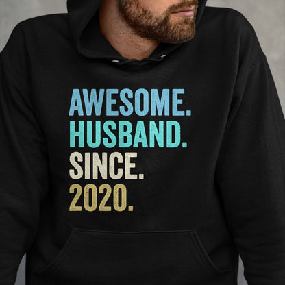 Best Wife Shirt, Wife and Husband Unisex T-Shirt/Hoodie/Sweatshirt HLT00 - Awesome Husband Since 2020 4th wedding anniversary 4 years T-Shirt