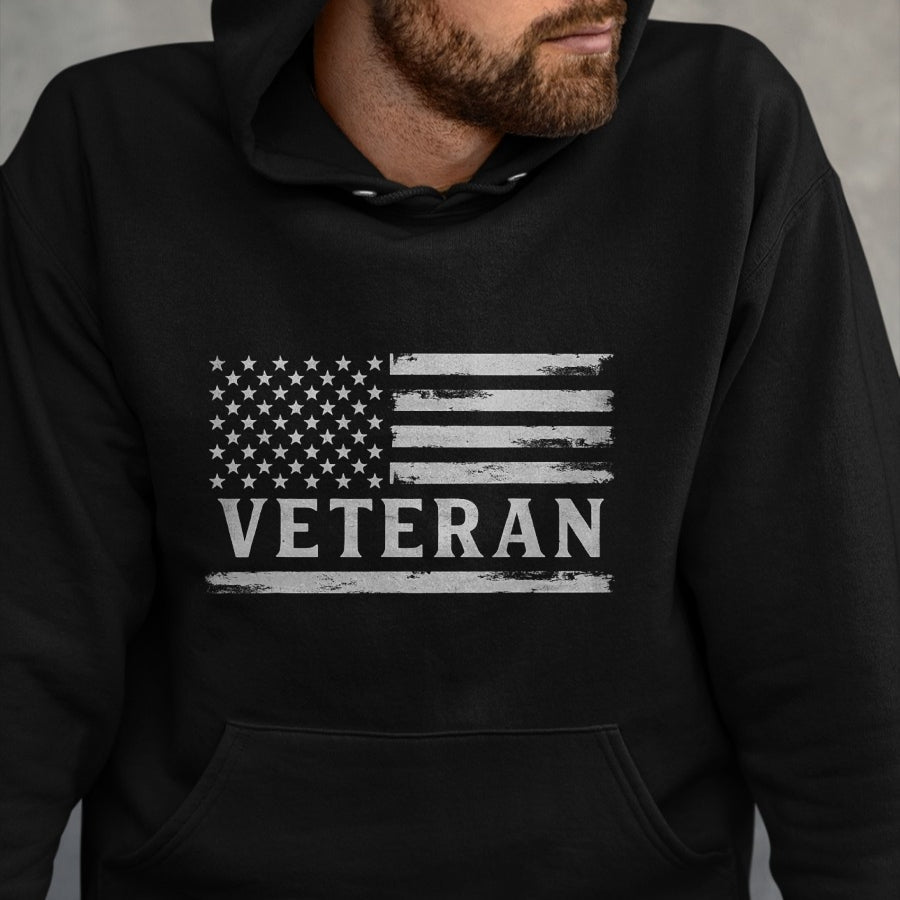 Proud Veteran Shirt, Funny Veteran UnisexT-Shirt/Hoodie/Sweatshirt HLT00 - Veteran Grey Vintage USA Flag Father_s Day Patriot T-Shirt