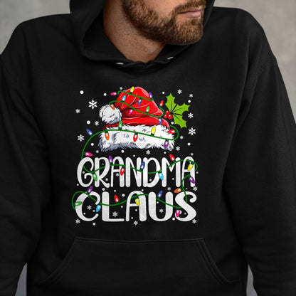 Best Grandma Shirt, Proud Grandma Unisex T-Shirt/Hoodie/Sweatshirt HLT00 - Grandma Claus Christmas Lights Pajama Family Matching T-Shirt