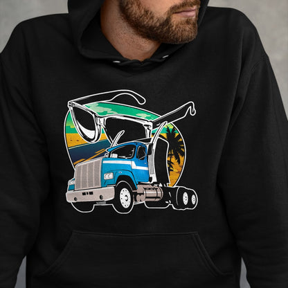 Best Truck Driver Life Shirt, Funny Trucker UnisexT-Shirt/Hoodie/Sweatshirt HLT00 - Truck Driver Peaceful Asphalt Road Trucker Glasses T-Shirt