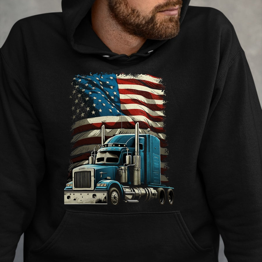 Best Truck Driver Life Shirt, Funny Trucker UnisexT-Shirt/Hoodie/Sweatshirt HLT00 - Trucker US American Flag For Patriotic Truck Driver T-Shirt