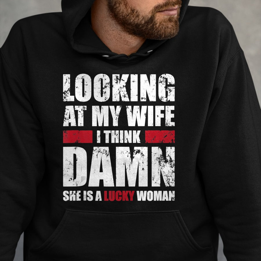 Best Wife Shirt, Wife and Husband Unisex T-Shirt/Hoodie/Sweatshirt HLT00 - Gift for wife T shirt, lucky wife   Mens My Wife - She Is A Lucky Woman - Funny Husband Tank Top