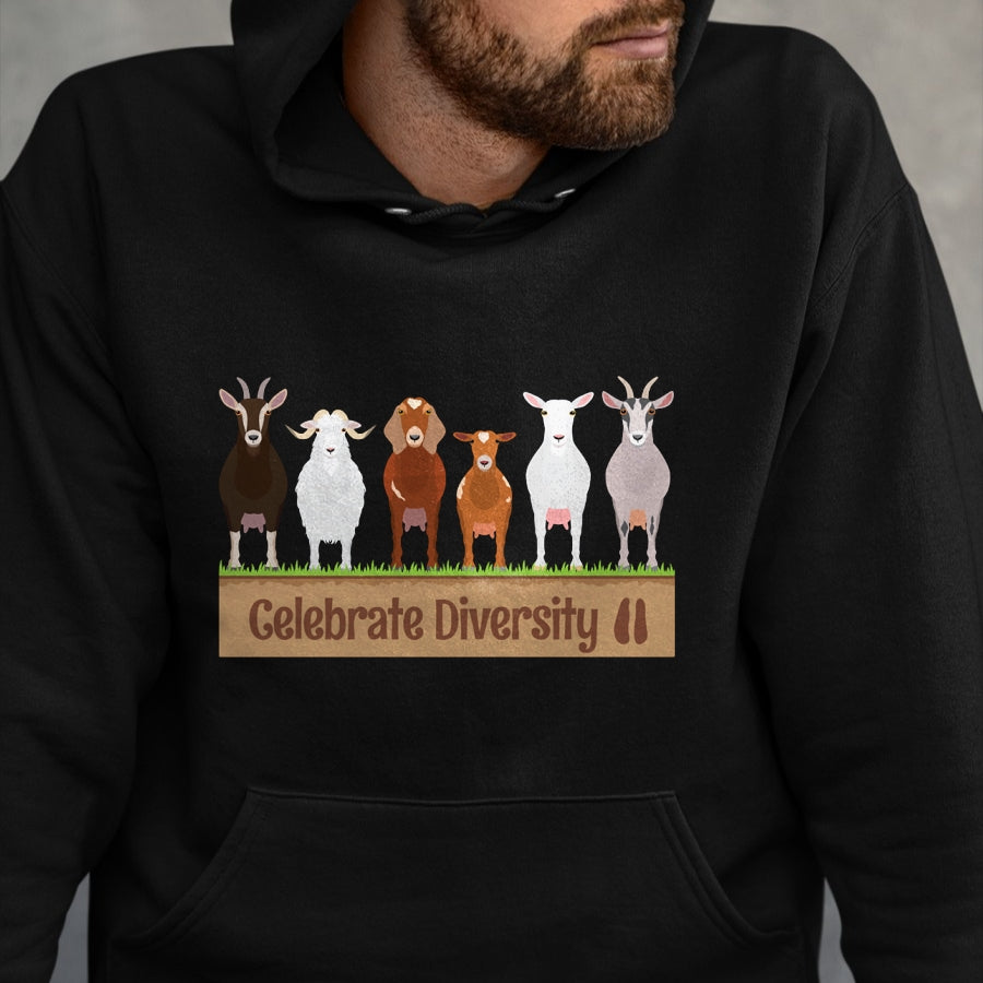 Best Farmer Life Shirt, Funny Farmer UnisexT-Shirt/Hoodie/Sweatshirt HLT00 - Celebrate Diversity Breeds Farm Animal Cute Humor Fun Goat Long Sleeve T-Shirt