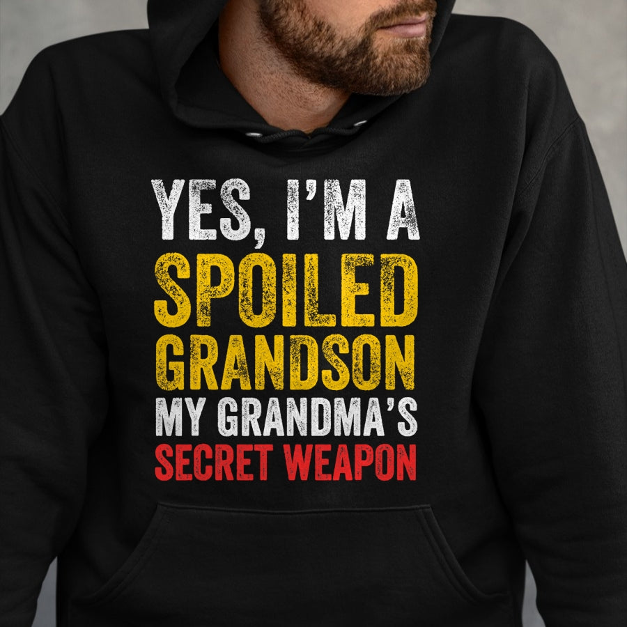 Best Grandma Shirt, Proud Grandma Unisex T-Shirt/Hoodie/Sweatshirt HLT00 - Yes I'm a Spoiled Grandson T-Shirt (1)