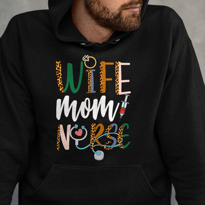 Funny Nurse Shirt, Nurse Unisex T-Shirt/Hoodie/Sweatshirt HLT00 - Wife Mom Nurse Womens RN LPN Mothers Day For Nurses T-Shirt