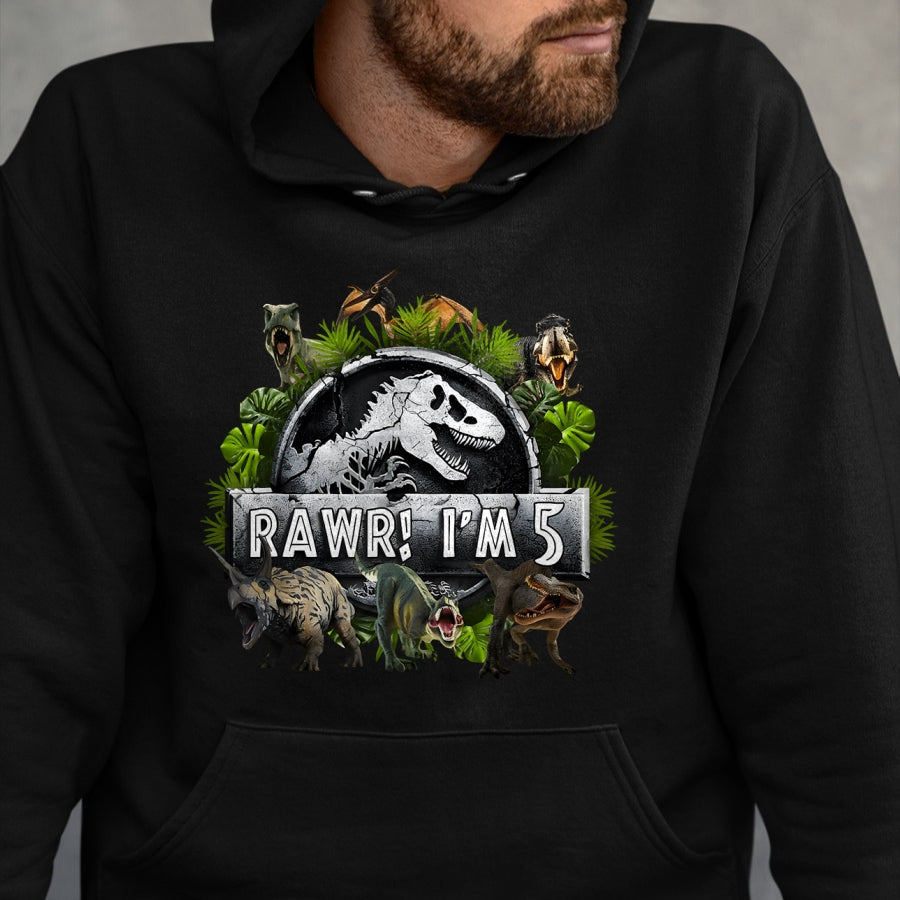 Best Dinosaur Lover Shirt, Funny Dinosaur UnisexT-Shirt/Hoodie/Sweatshirt HLT00 - Rawr I_m 5 5th Birthday T Rex Dinosaur Funny Party Boys Kids T-Shirt