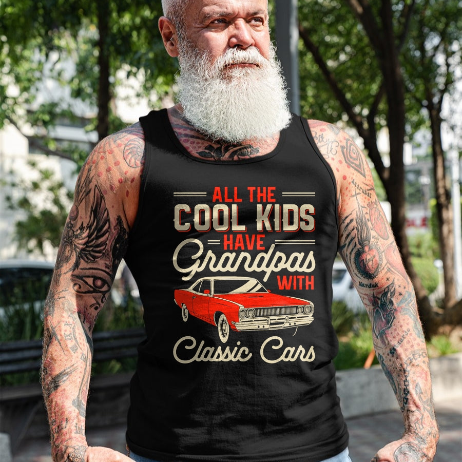 Best Grandpa Shirt, Proud Grandpa Unisex T-Shirt/Hoodie/Sweatshirt HLT00 - Grandpas with Classic Cars Funny Old Car Enthusiast Car Guy T-Shirt
