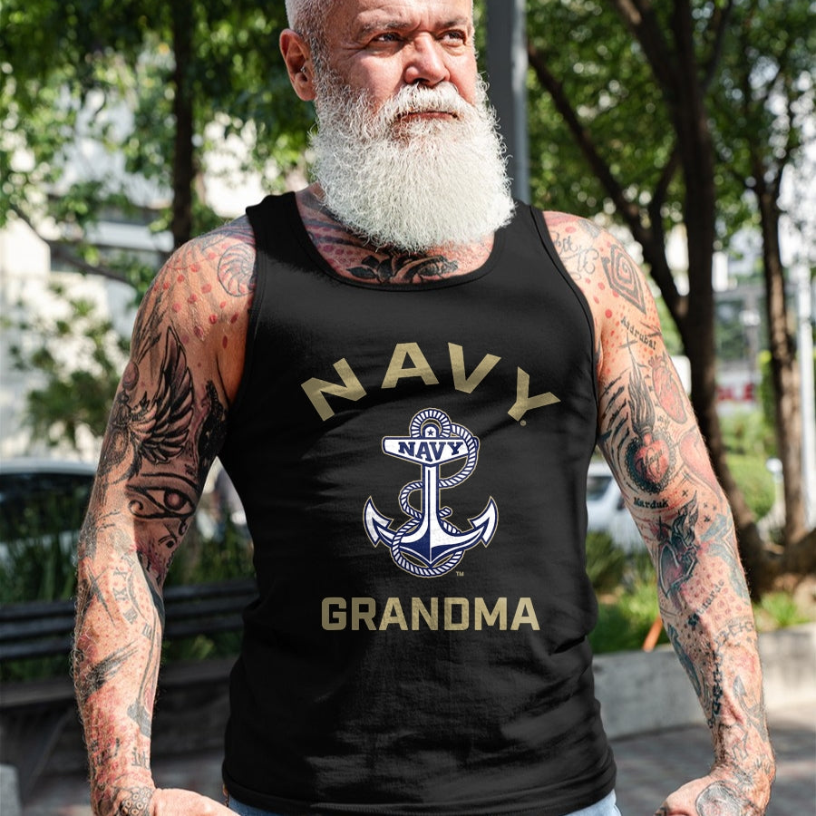 Best Grandma Shirt, Proud Grandma Unisex T-Shirt/Hoodie/Sweatshirt HLT00 - US Naval Academy Navy Midshipmen Arched Grandma T-Shirt