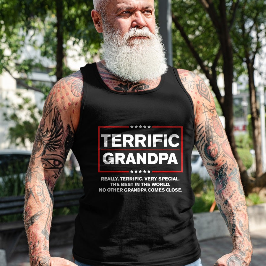 Best Grandpa Shirt, Proud Grandpa Unisex T-Shirt/Hoodie/Sweatshirt HLT00 - Terrific Grandpa - Funny Donald Trump Campaign Style T-Shirt
