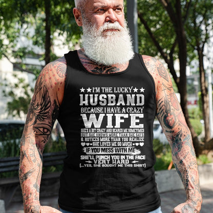 Best Wife Shirt, Wife and Husband Unisex T-Shirt/Hoodie/Sweatshirt HLT00 - Gift for wife T shirt, lucky wife   I Am A Lucky Husband I Have A Crazy Wife Christmas Birthday T-Sh