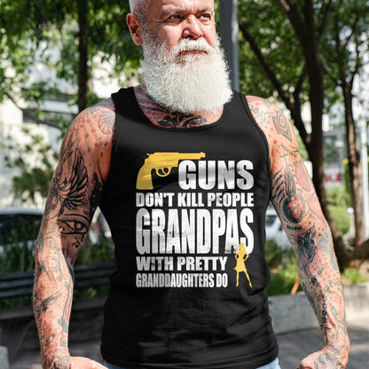 Best Grandpa Shirt, Proud Grandpa Unisex T-Shirt/Hoodie/Sweatshirt HLT00 - Guns don't Kill People Grandpas with Granddaughters Tshirt