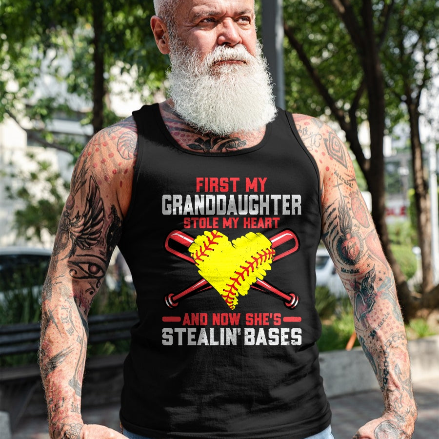 Best Grandpa Shirt, Proud Grandpa Unisex T-Shirt/Hoodie/Sweatshirt HLT00 - First My Granddaughter Stole My Heart - Softball Grandpa T-Shirt