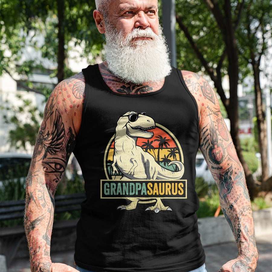 Best Grandpa Shirt, Proud Grandpa Unisex T-Shirt/Hoodie/Sweatshirt HLT00 - Grandpasaurus T Rex Dinosaur Grandpa Saurus Family Matching T-Shirt