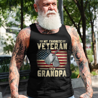 Best Grandpa Shirt, Proud Grandpa Unisex T-Shirt/Hoodie/Sweatshirt HLT00 - Father's Day Veteran Day My Favorite Veteran Is My Grandpa T-Shirt