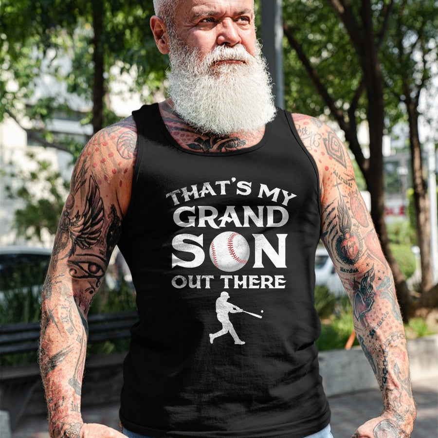 Best Grandpa Shirt, Proud Grandpa Unisex T-Shirt/Hoodie/Sweatshirt HLT00 - That's My Grandson Out There Baseball T-shirt Papa Tee Mimi T-Shirt
