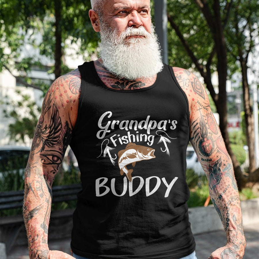 Best Grandpa Shirt, Proud Grandpa Unisex T-Shirt/Hoodie/Sweatshirt HLT00 - Grandpa's Fishing Buddy Grandson Granddaughter T-Shirt