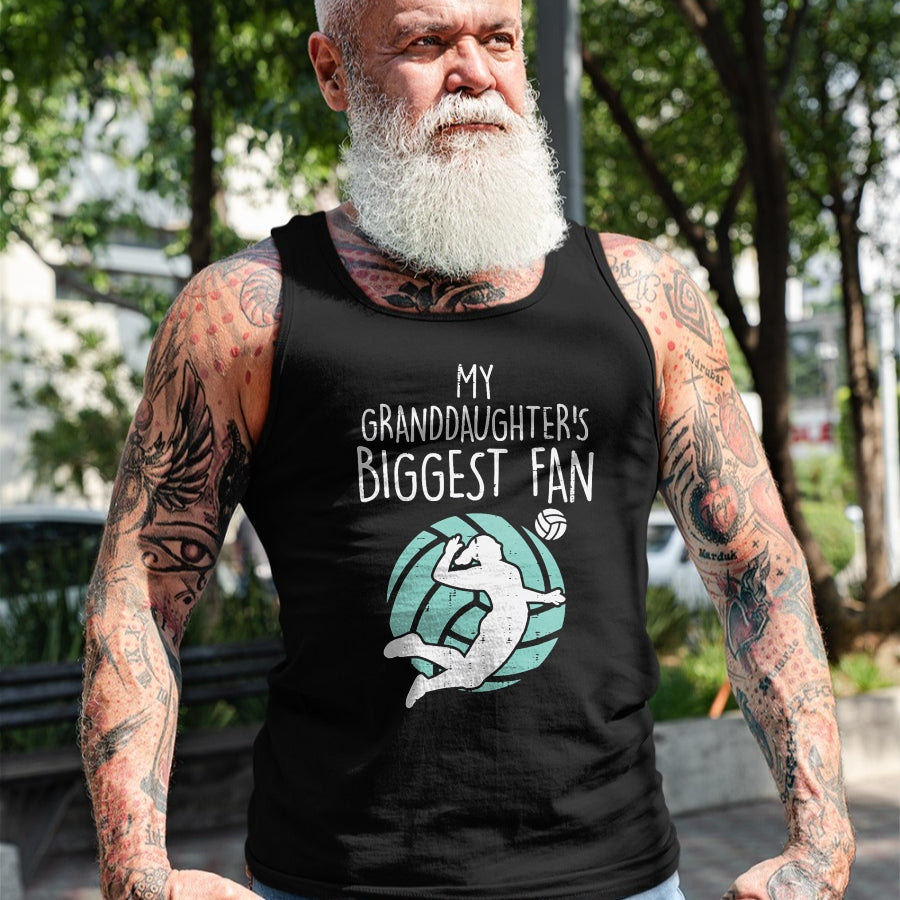 Best Grandpa Shirt, Proud Grandpa Unisex T-Shirt/Hoodie/Sweatshirt HLT00 - Granddaughters Biggest Fan Volleyball Family Grandma Grandpa T-Shirt