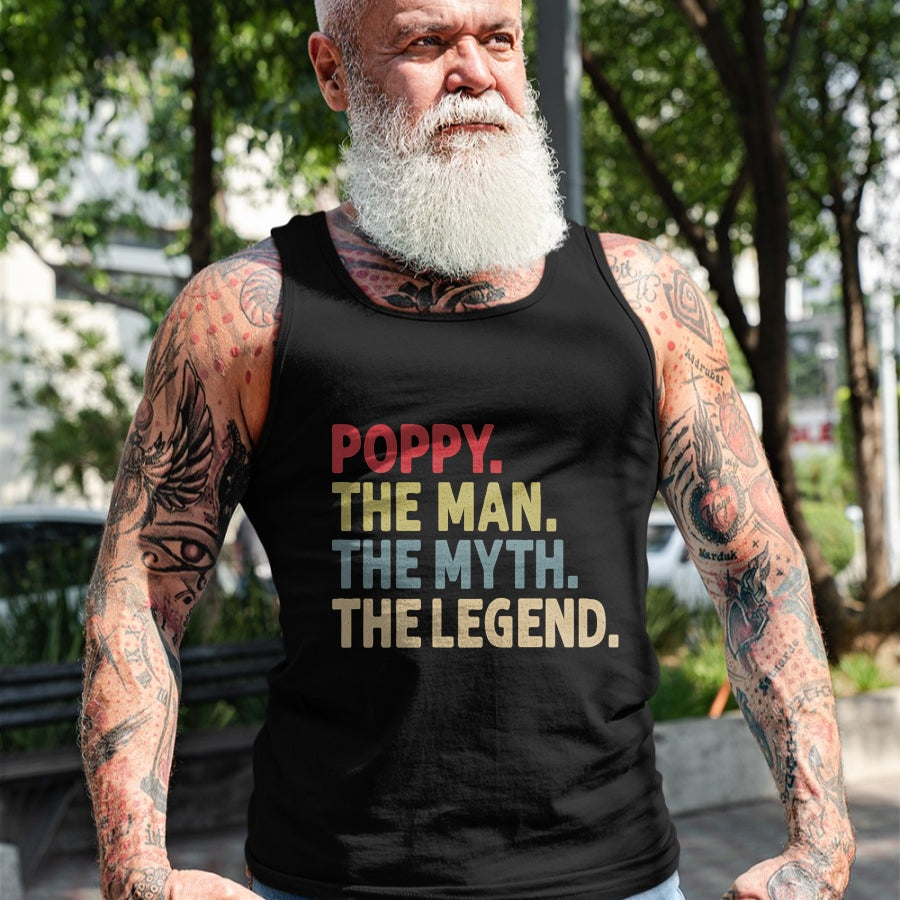 Best Grandpa Shirt, Proud Grandpa Unisex T-Shirt/Hoodie/Sweatshirt HLT00 - Poppy The Man The Myth the Legend Funny Grandpa Gift T-Shirt (1)