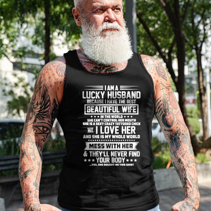 Best Wife Shirt, Wife and Husband Unisex T-Shirt/Hoodie/Sweatshirt HLT00 - Gift for wife T shirt, lucky wife   I am a lucky husband because i have the best beautiful wife Swea