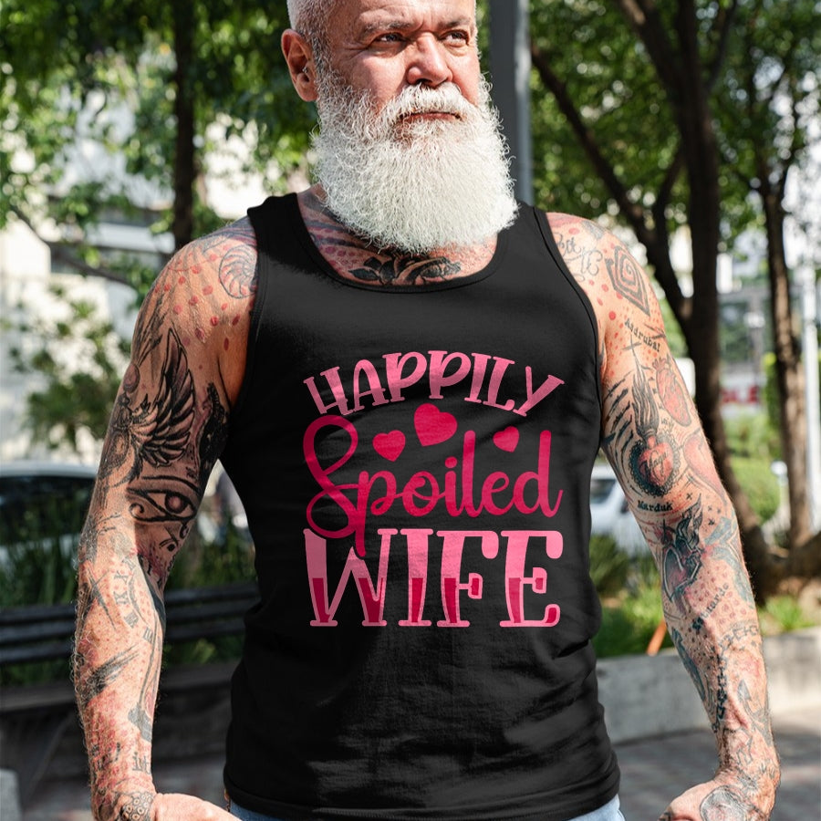 Best Wife Shirt, Wife and Husband Unisex T-Shirt/Hoodie/Sweatshirt HLT00 - Gift for wife T shirt, spoiled wife   Womens Funny Wife Happily Spoiled Wife V-Neck T-Shirt (5)