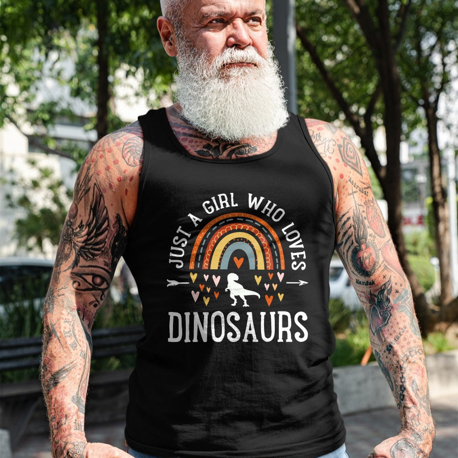 Best Dinosaur Lover Shirt, Funny Dinosaur UnisexT-Shirt/Hoodie/Sweatshirt HLT00 - Just A Girl Who Loves Dinosaurs Rainbow Gifts for Dino Lover T-Shirt