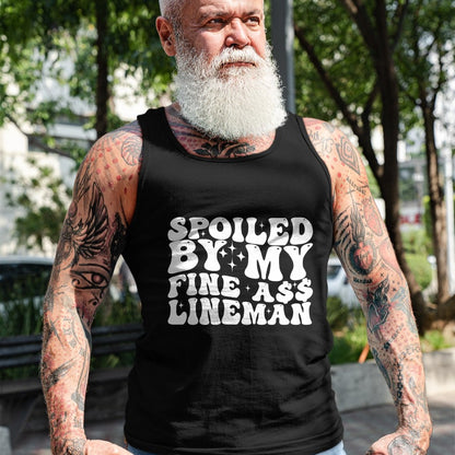 Best Wife Shirt, Wife and Husband Unisex T-Shirt/Hoodie/Sweatshirt HLT00 - Gift for wife T shirt, spoiled wife   Spoiled By My Fine Ass Lineman Funny Art For Lineman Wife Swea
