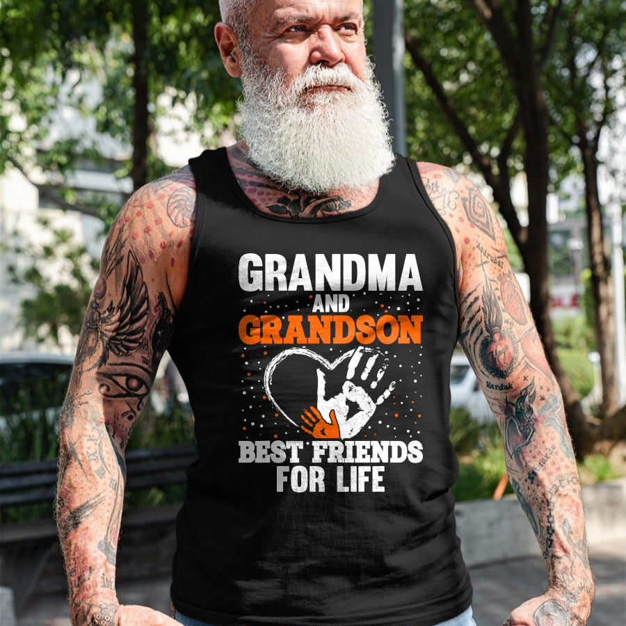 Best Grandpa Shirt, Proud Grandpa Unisex T-Shirt/Hoodie/Sweatshirt HLT00 - Grandma and Grandson Best Friends for Life T-Shirt