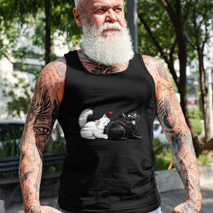 Cat Love Shirt, Funny Cat Lover Gift UnisexT-Shirt/Hoodie/Sweatshirt HLT00 - Funny Cat Couple Black White Cats Love Cat Biting Cat Butt T-Shirt