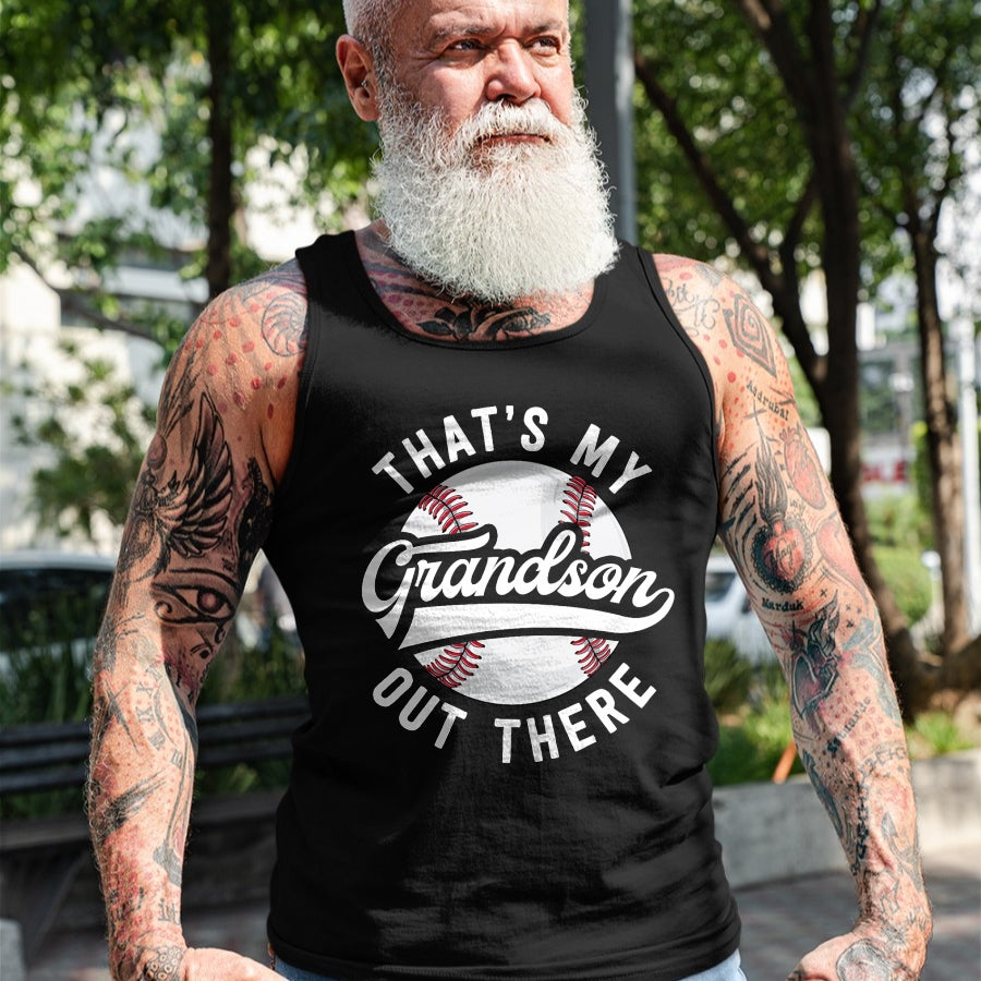 Best Grandpa Shirt, Proud Grandpa Unisex T-Shirt/Hoodie/Sweatshirt HLT00 -Baseball Grandpa Shirt Gift That's My Grandson Out There T-Shirt