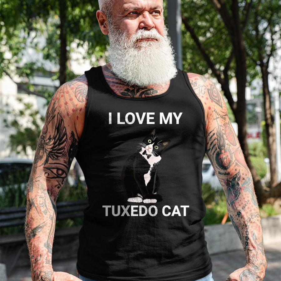 Cat Love Shirt, Funny Cat Lover Gift UnisexT-Shirt/Hoodie/Sweatshirt HLT00 - I Love My Tuxedo Cat, for Tuxedo Cat Lover, Funny Tuxedo Cat T-Shirt (1)