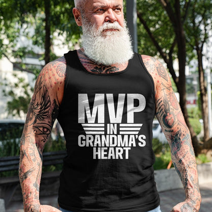 Best Grandma Shirt, Proud Grandma Unisex T-Shirt/Hoodie/Sweatshirt HLT00 - MVP in Grandmas Heart Grandson T-Shirt