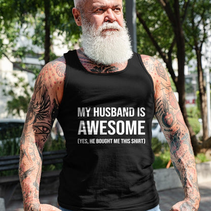 Best Wife Shirt, Wife and Husband Unisex T-Shirt/Hoodie/Sweatshirt HLT00 - Womens My Husband Is Awesome Husband He Bought Me This Funny Wife V-Neck T-Shirt