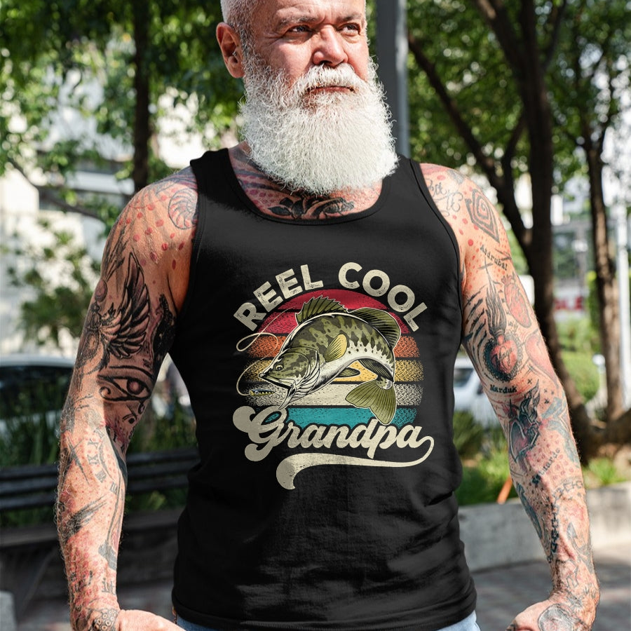 Best Grandpa Shirt, Proud Grandpa Unisex T-Shirt/Hoodie/Sweatshirt HLT00 - Reel Cool Grandpa Fishing Vintage Retro Father's Day Men Dad T-Shirt