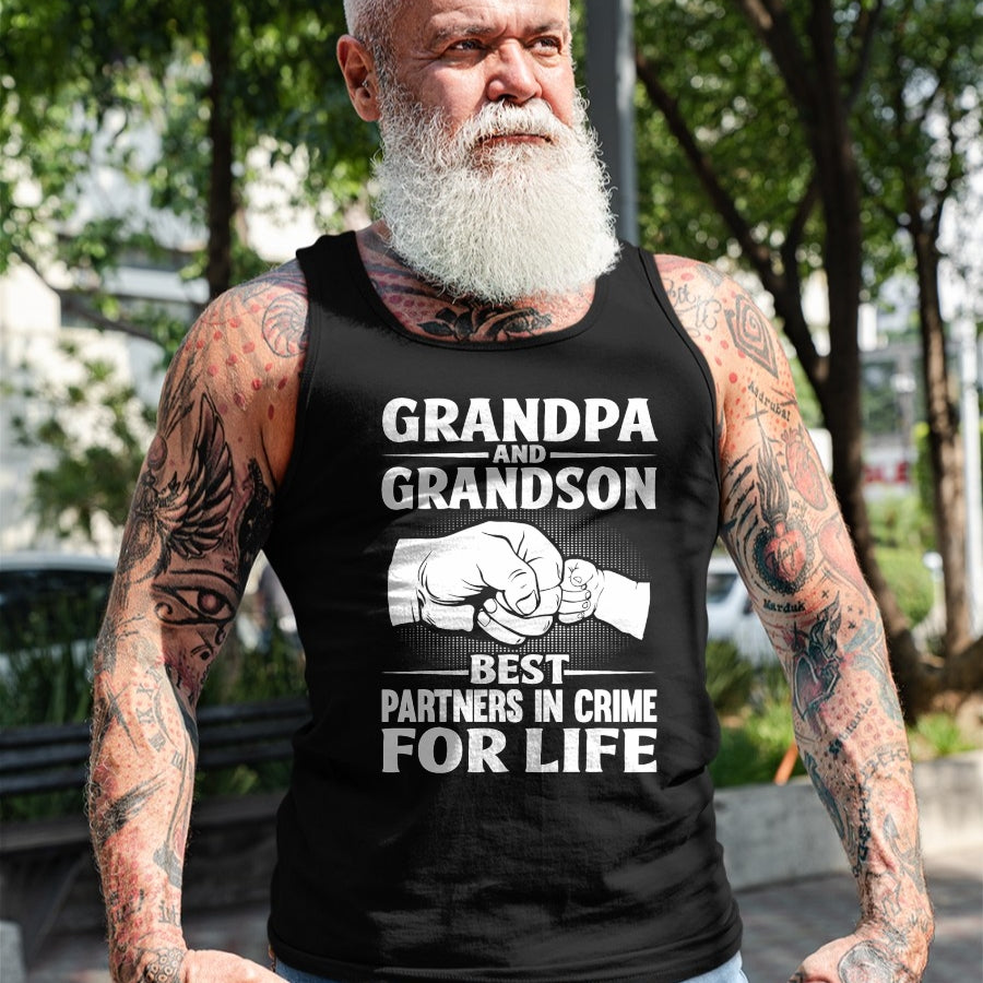 Best Grandpa Shirt, Proud Grandpa Unisex T-Shirt/Hoodie/Sweatshirt HLT00 - Grandpa and GrandSon Best Partners in Crime For Life