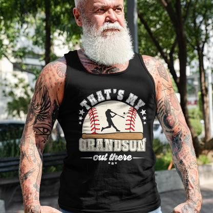 Best Grandpa Shirt, Proud Grandpa Unisex T-Shirt/Hoodie/Sweatshirt HLT00 - That's My Grandson Out There Baseball Grandma Grandpa T-Shirt