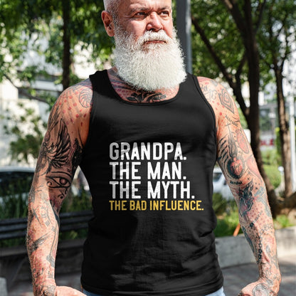 Best Grandpa Shirt, Proud Grandpa Unisex T-Shirt/Hoodie/Sweatshirt HLT00 - Father's Day Gift Grandpa The Man The Myth The Bad Influence T-Shirt (1)