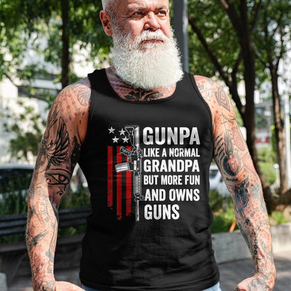 Best Grandpa Shirt, Proud Grandpa Unisex T-Shirt/Hoodie/Sweatshirt HLT00 - Gunpa Like A Normal Grandpa But More Fun And Owns Guns T-Shirt (1)