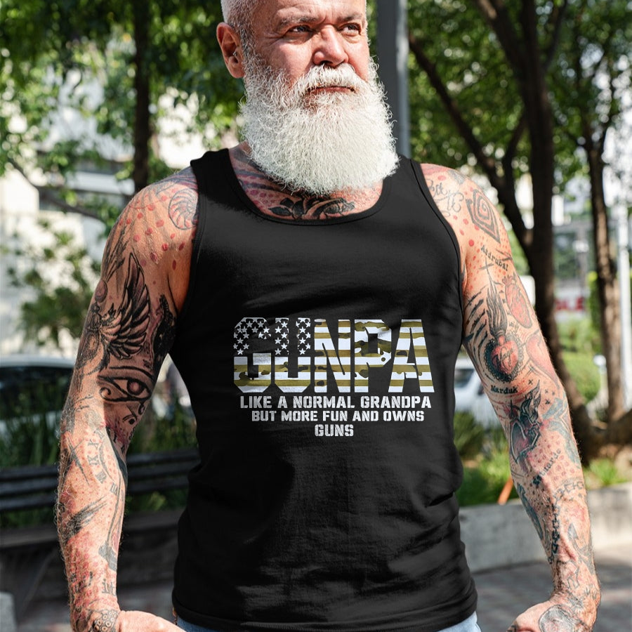 Best Grandpa Shirt, Proud Grandpa Unisex T-Shirt/Hoodie/Sweatshirt HLT00 - Gunpa Like A Normal Grandpa But More Fun And Owns Guns T-Shirt