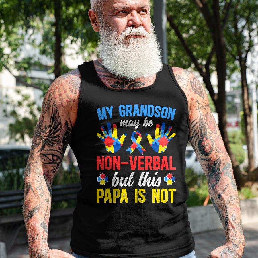 Best Grandpa Shirt, Proud Grandpa Unisex T-Shirt/Hoodie/Sweatshirt HLT00 - My Grandson Proud Autism Papa Autism Awareness For Papa T-Shirt