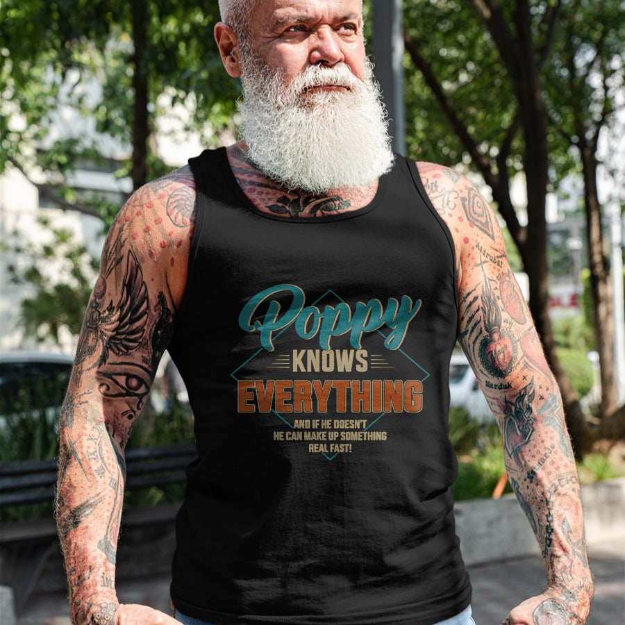 Best Grandpa Shirt, Proud Grandpa Unisex T-Shirt/Hoodie/Sweatshirt HLT00 - Funny poppy knows everything for grandpa and father's day T-Shirt (1)