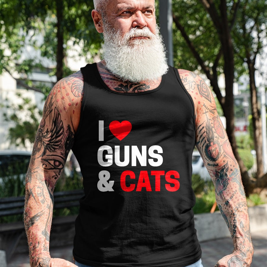 Cat Love Shirt, Funny Cat Lover Gift UnisexT-Shirt/Hoodie/Sweatshirt HLT00 - Cat Lovers Gifts for Men _ Women Funny I Love Guns _ Cats T-Shirt (1)