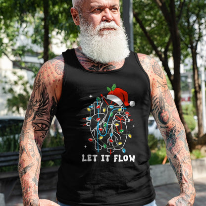 Funny Nurse Shirt, Nurse Unisex T-Shirt/Hoodie/Sweatshirt HLT00 - Funny Let It Flow Anatomy Heart Cardiac Nurse Santa Hat Xmas T-Shirt