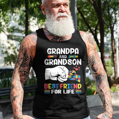 Best Grandpa Shirt, Proud Grandpa Unisex T-Shirt/Hoodie/Sweatshirt HLT00 - Proud Support Autism Grandpa And Grandson Autism Awareness T-Shirt