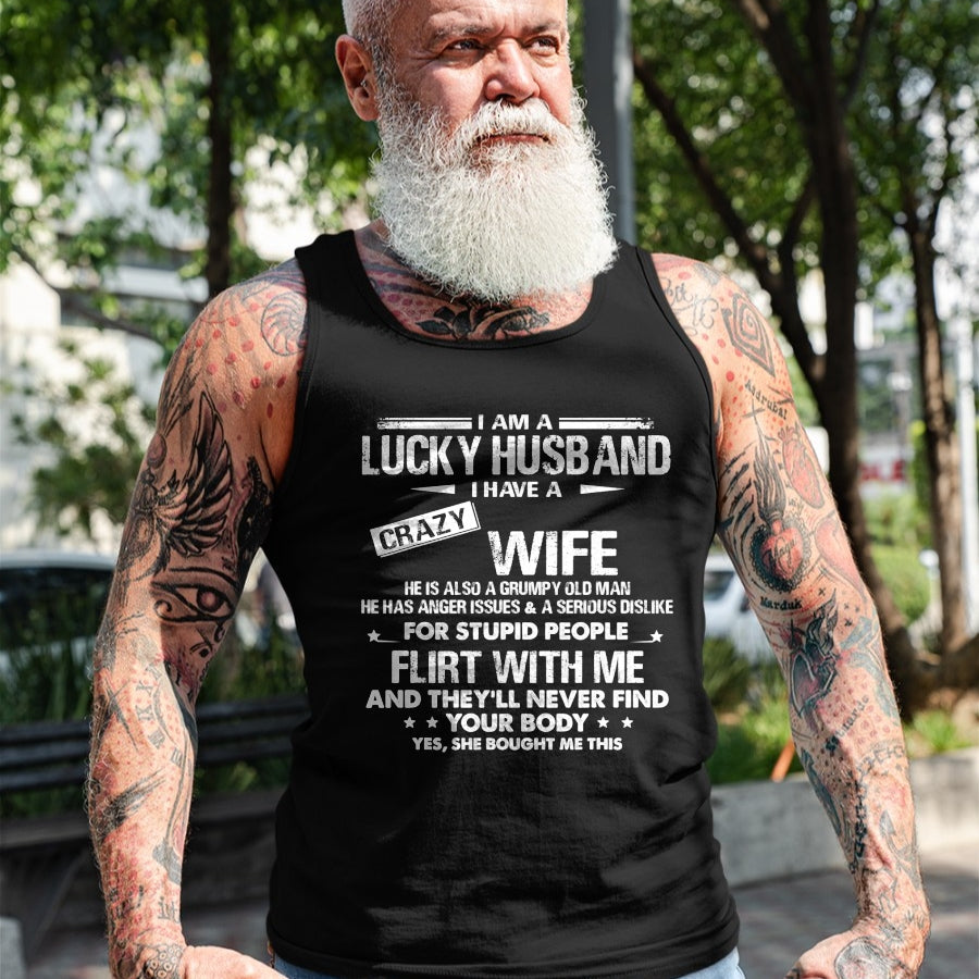 Best Wife Shirt, Wife and Husband Unisex T-Shirt/Hoodie/Sweatshirt HLT00 - Gift for wife T shirt, lucky wife   I am a lucky wife I have a crazy husband Funny gift for wife T-S