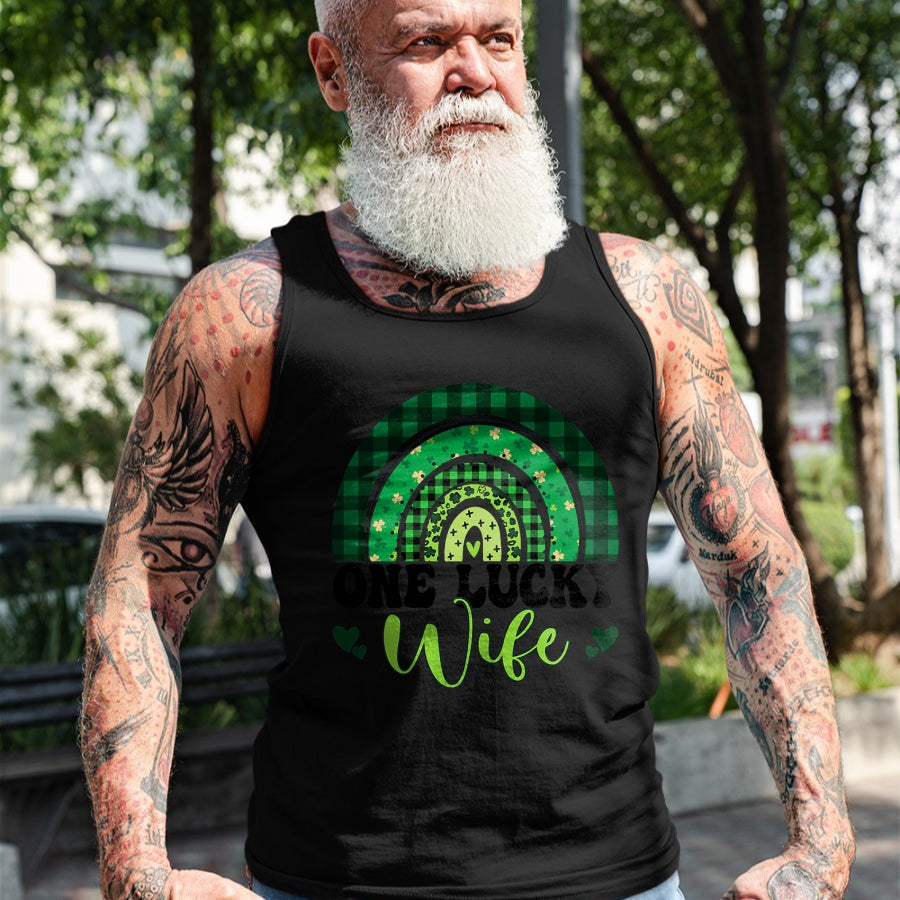 Best Wife Shirt, Wife and Husband Unisex T-Shirt/Hoodie/Sweatshirt HLT00 - Gift for wife T shirt, lucky wife   One Lucky Wife Rainbow Irish St Patricks Day Shamrock T-Shirt