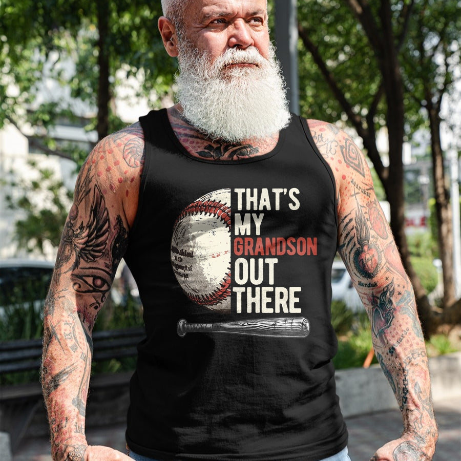 Best Grandpa Shirt, Proud Grandpa Unisex T-Shirt/Hoodie/Sweatshirt HLT00 - That's My Grandson Out There Baseball For Grandpa Grandma T-Shirt