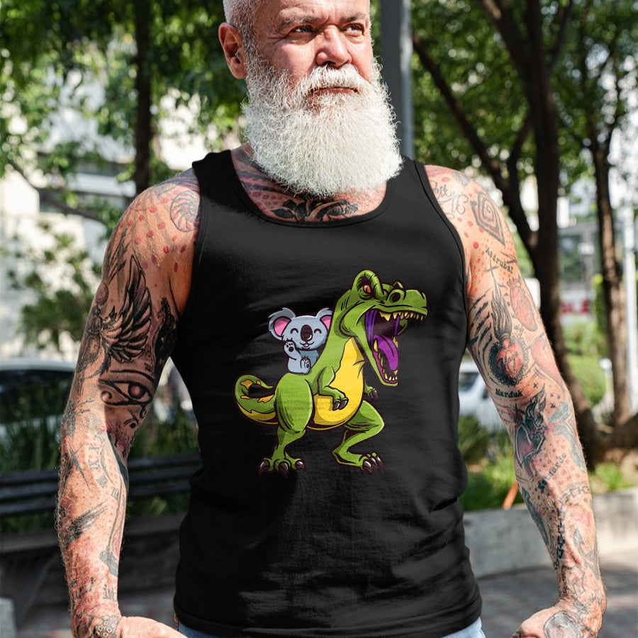 Best Dinosaur Lover Shirt, Funny Dinosaur UnisexT-Shirt/Hoodie/Sweatshirt HLT00 - Kawaii Koala Bear Riding T-Rex - Cute & Funny Trex Dinosaur T-Shirt