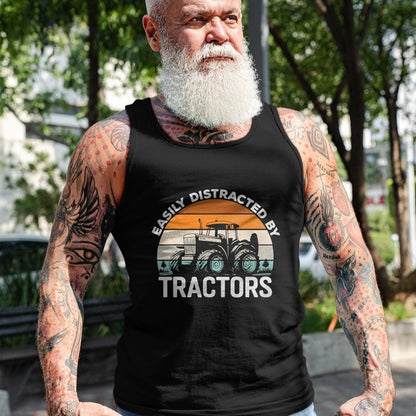 Best Farmer Life Shirt, Funny Farmer UnisexT-Shirt/Hoodie/Sweatshirt HLT00 - Farming Humor Easily Distracted By Tractor Farmer Mens T-Shirt